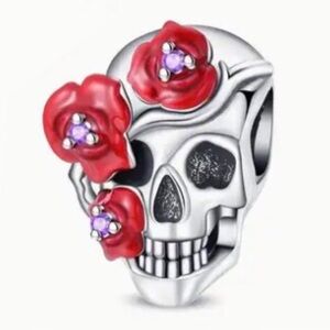 S925 Floral Sugar Skull Charm Pandora Style